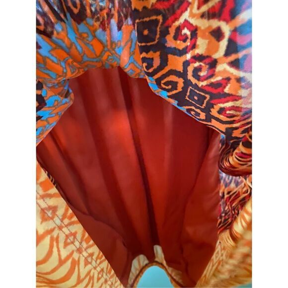 Gabby Skye Orange & Blue Printed Sleeveless Fit & Flare Mini Dress 12 - Picture 7 of 8